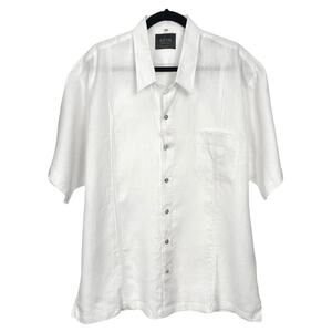NWOT KOH Men's 100% LINEN ISLAND BEACH SHIRT White BUTTON FRONT Size 46 (XL)